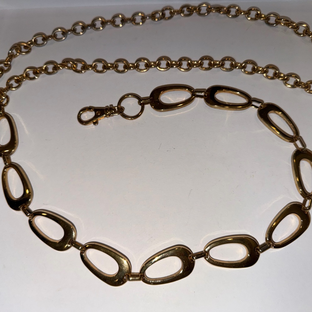 Vintage Gold-Tine Oval Metal Chain Belt, Could Be Worn 3 Ways